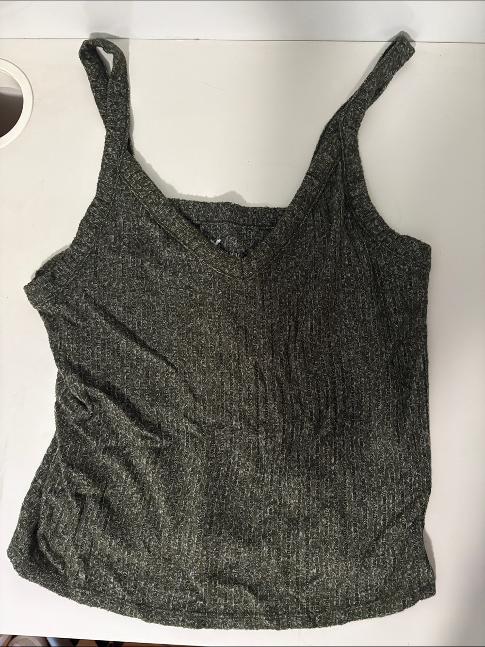 American Eagle Outfitters Olive Ribbed V-Neck Tank